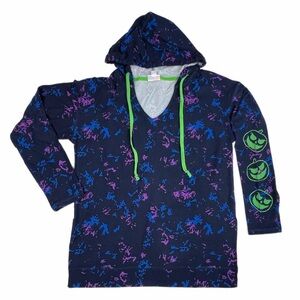 LuLaRoe Eliza Halloween Hoodie Medium with Neon pumpkins